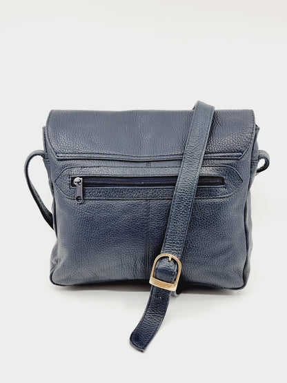 Sac bandoulière en cuir bleu marine