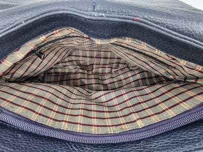 Sac bandoulière en cuir bleu marine