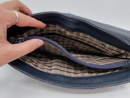 Sac bandoulière en cuir bleu marine