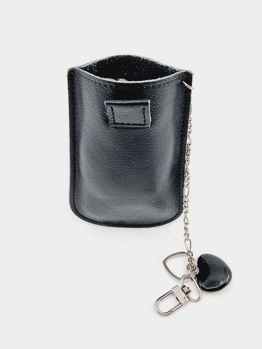 Etui à clés en cuir - coeur noir