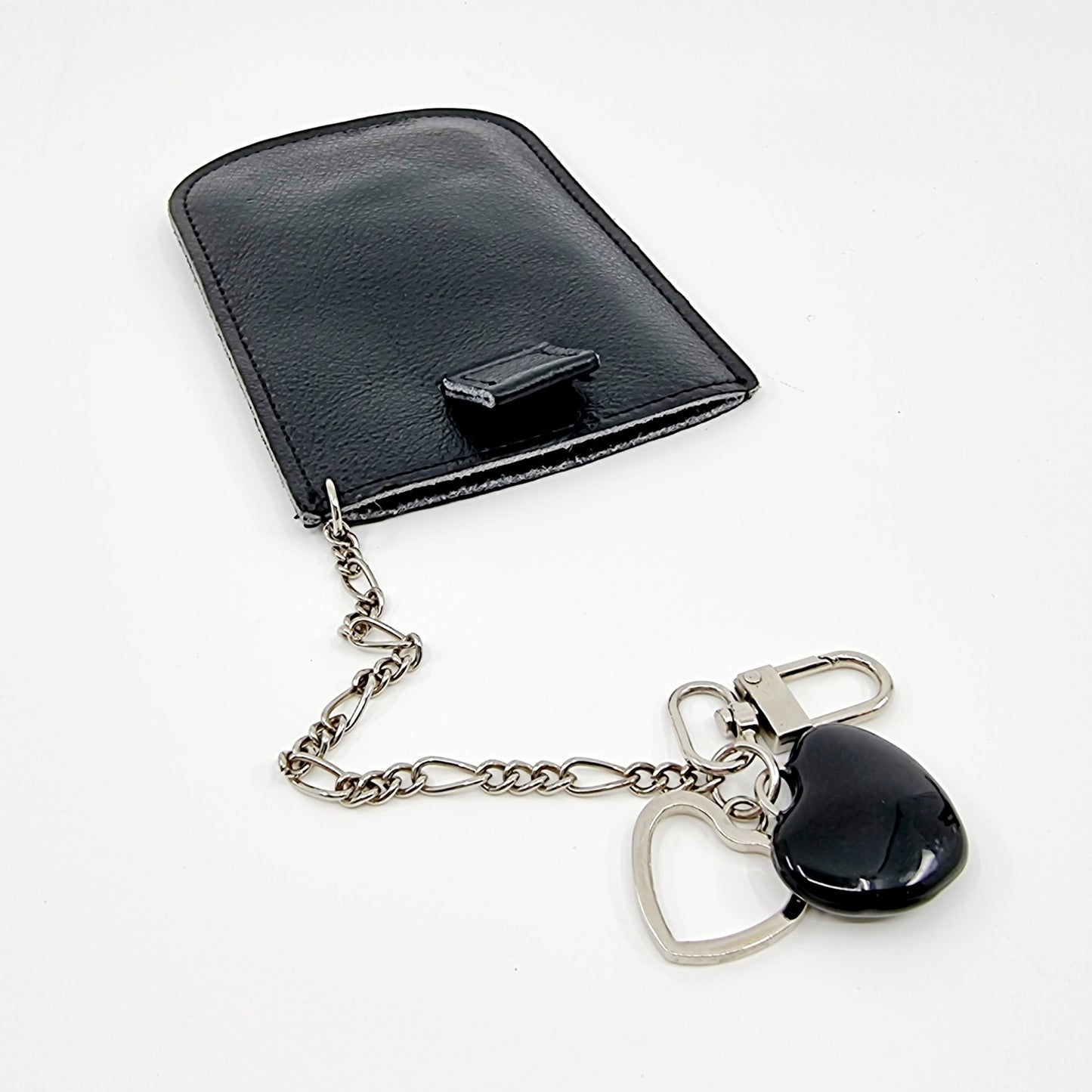 Etui à clés en cuir - coeur noir