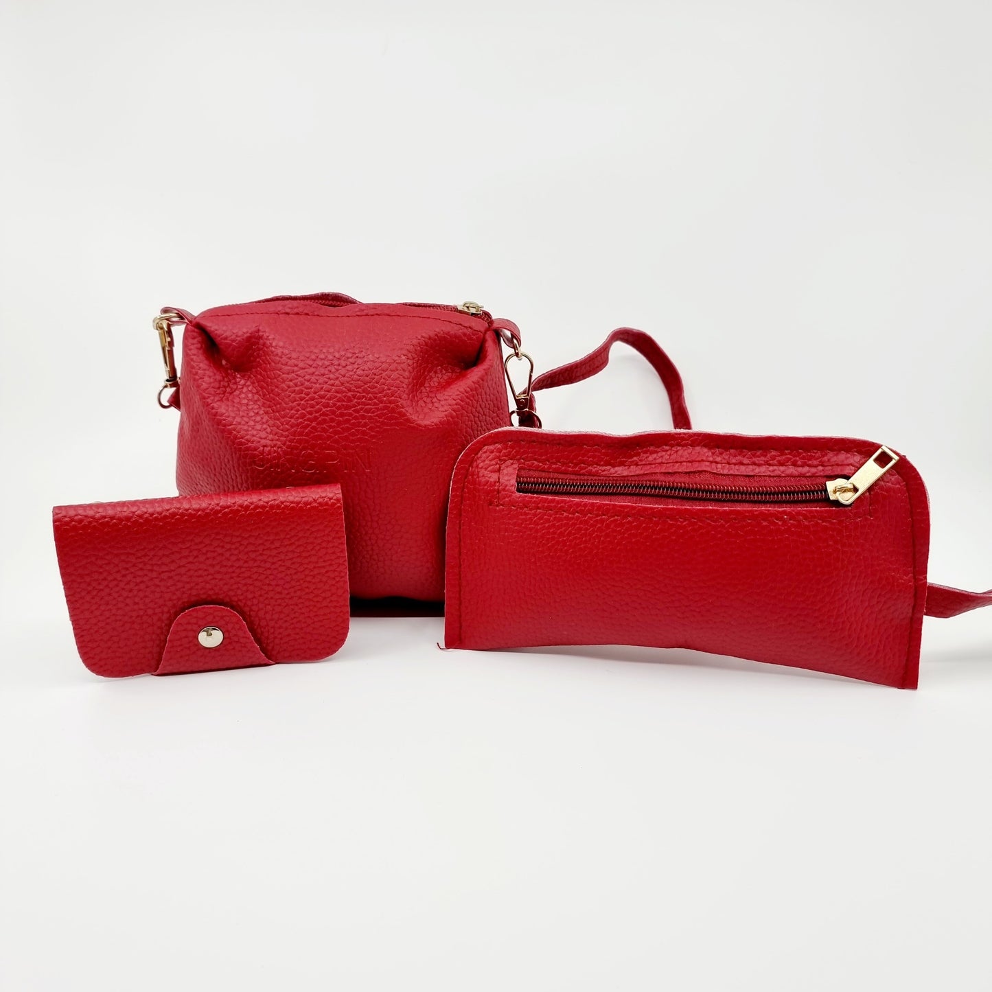 Trio sac bandoulière, portefeuille et porte-cartes