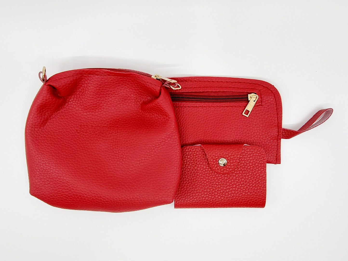 Trio sac bandoulière, portefeuille et porte-cartes