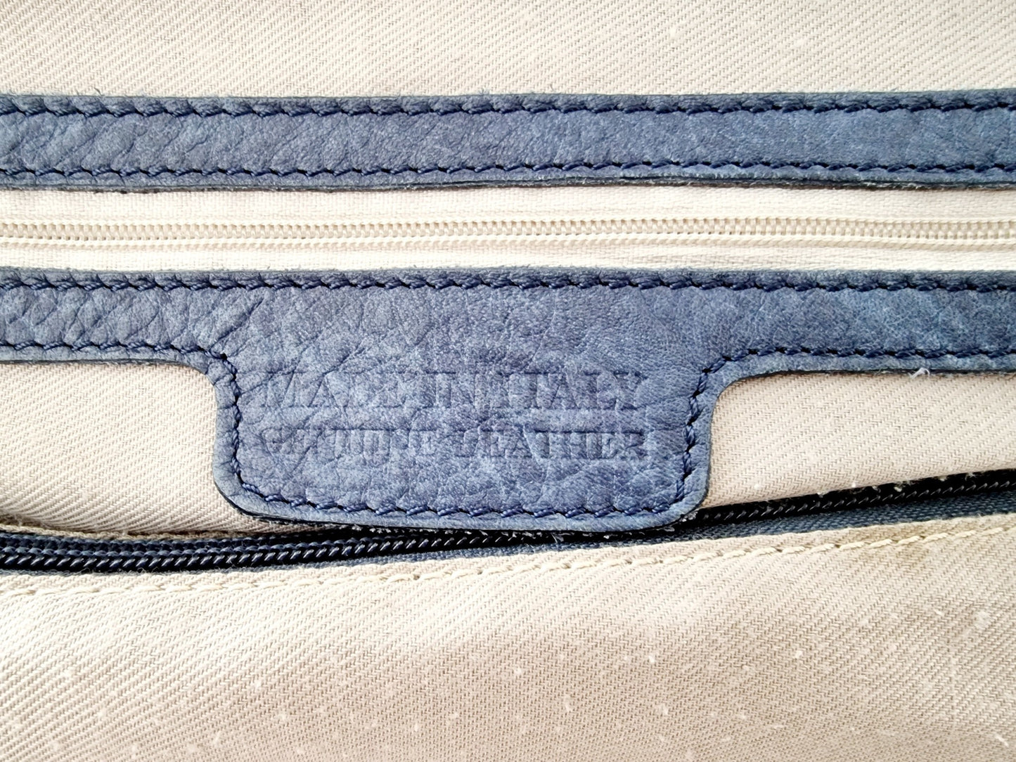 Sac épaule en cuir bleu/gris