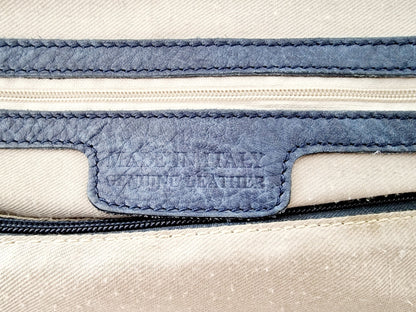 Sac épaule en cuir bleu/gris