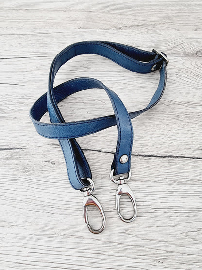 Sac épaule en cuir bleu/gris