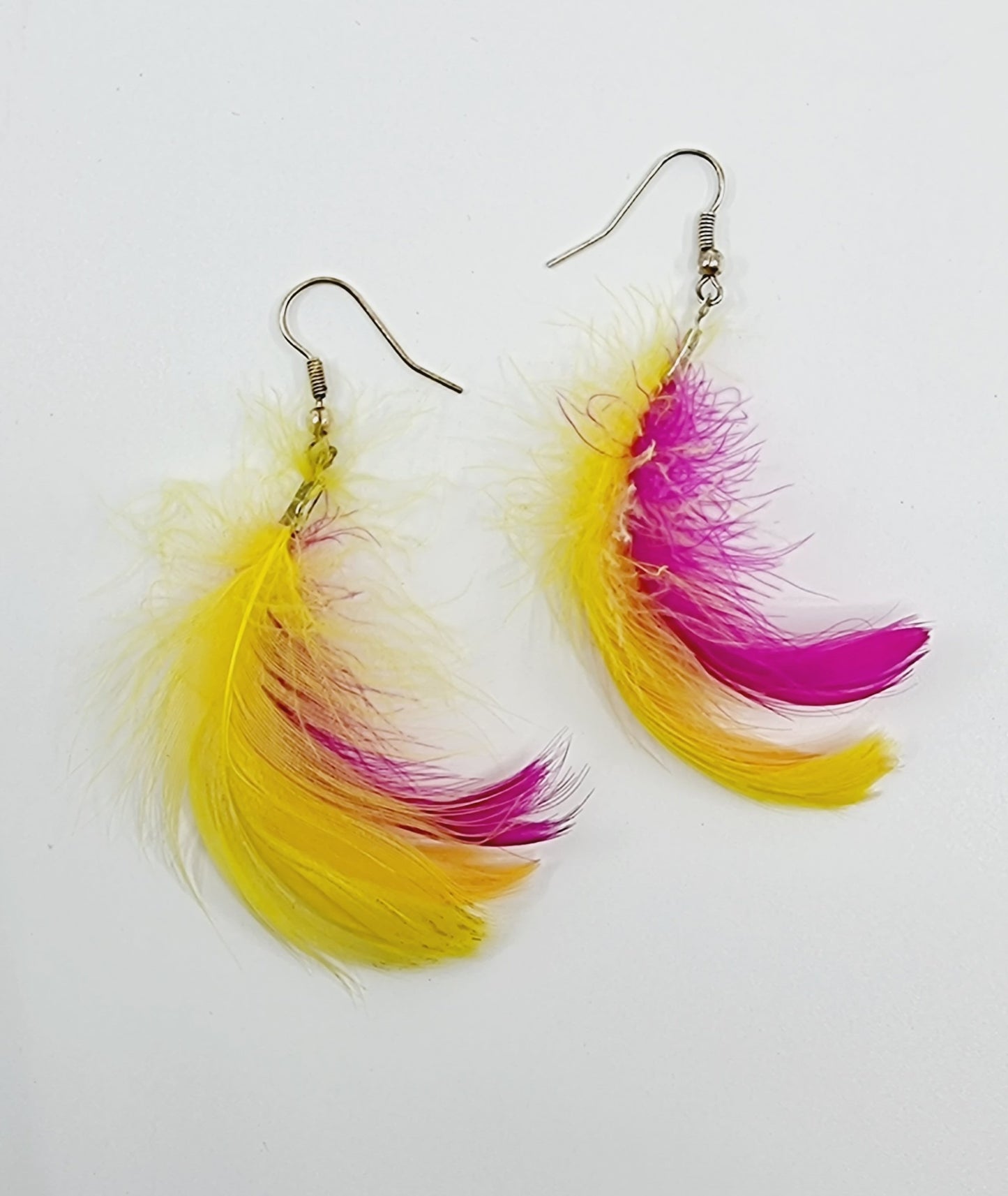 Boucles d'oreilles plumes - rose/jaune
