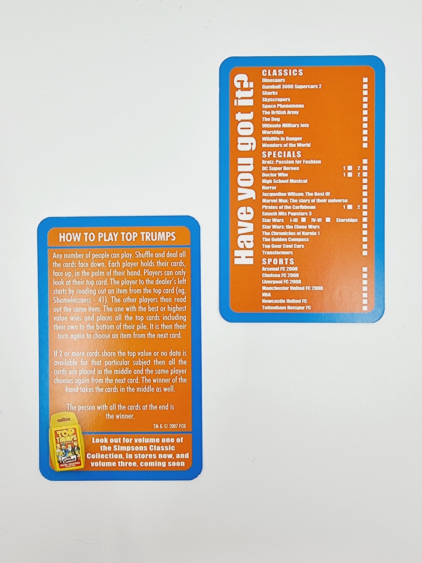 Jeu de cartes Top Trumps - The Simpsons Game