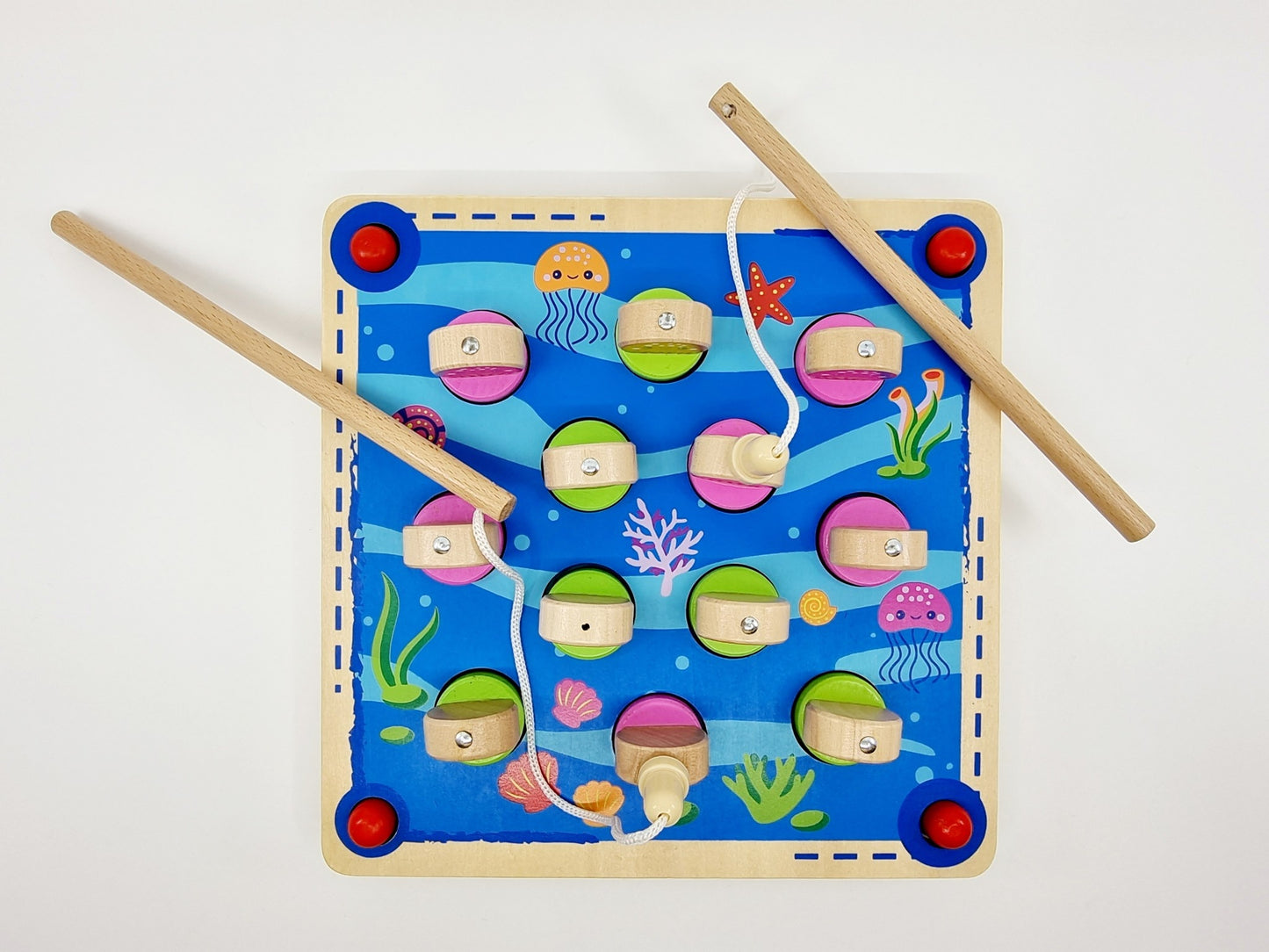 2 en 1, jeu de Pêche Memory et Morpion