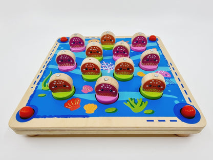 2 en 1, jeu de Pêche Memory et Morpion