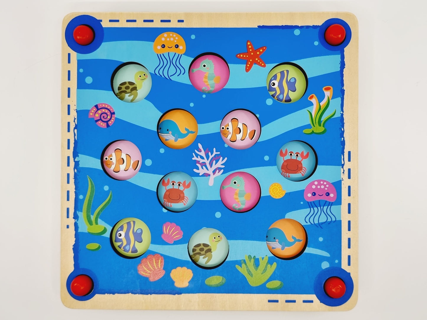 2 en 1, jeu de Pêche Memory et Morpion
