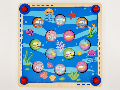 2 en 1, jeu de Pêche Memory et Morpion