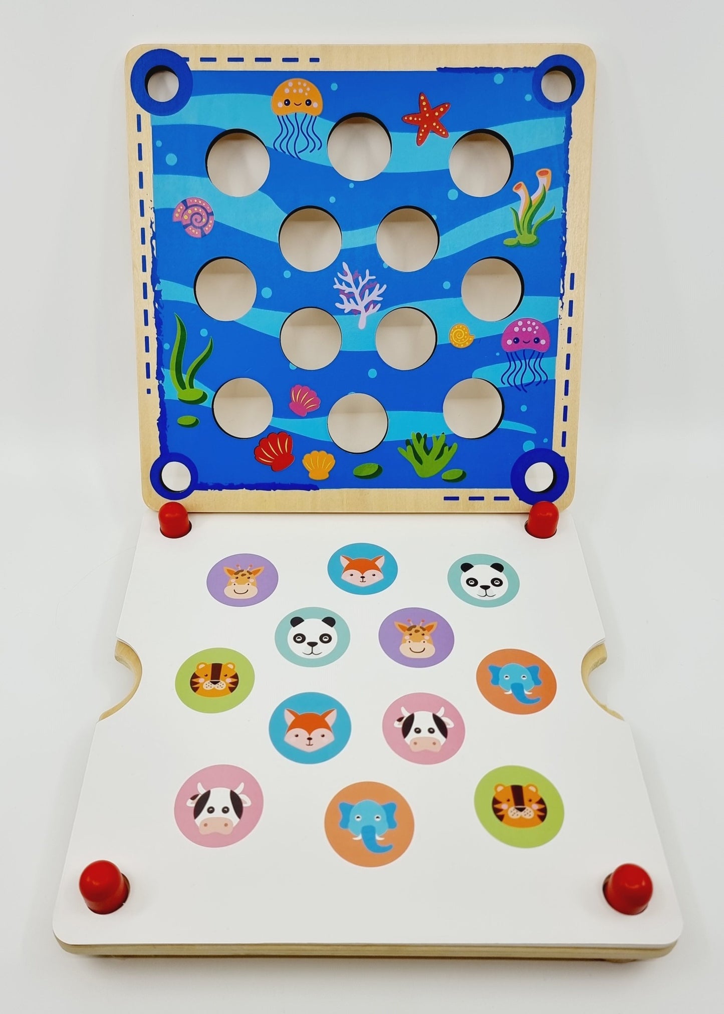 2 en 1, jeu de Pêche Memory et Morpion