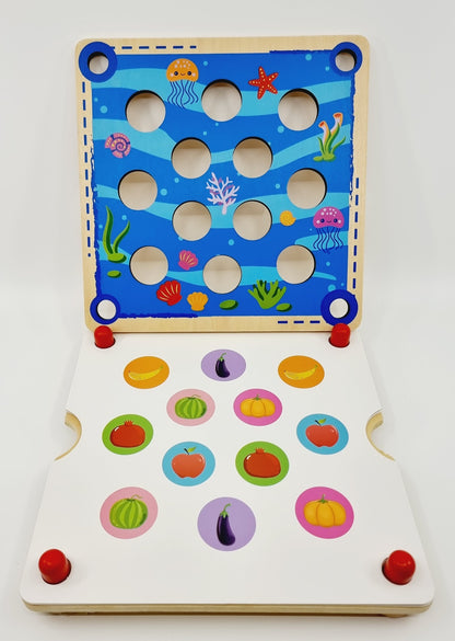 2 en 1, jeu de Pêche Memory et Morpion