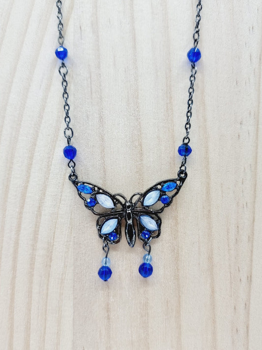 Collier - papillon bleu
