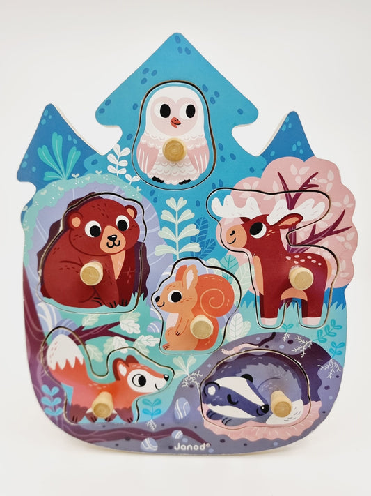 Puzzle en bois à encastrer - Animaux de la forêt (6 pièces)