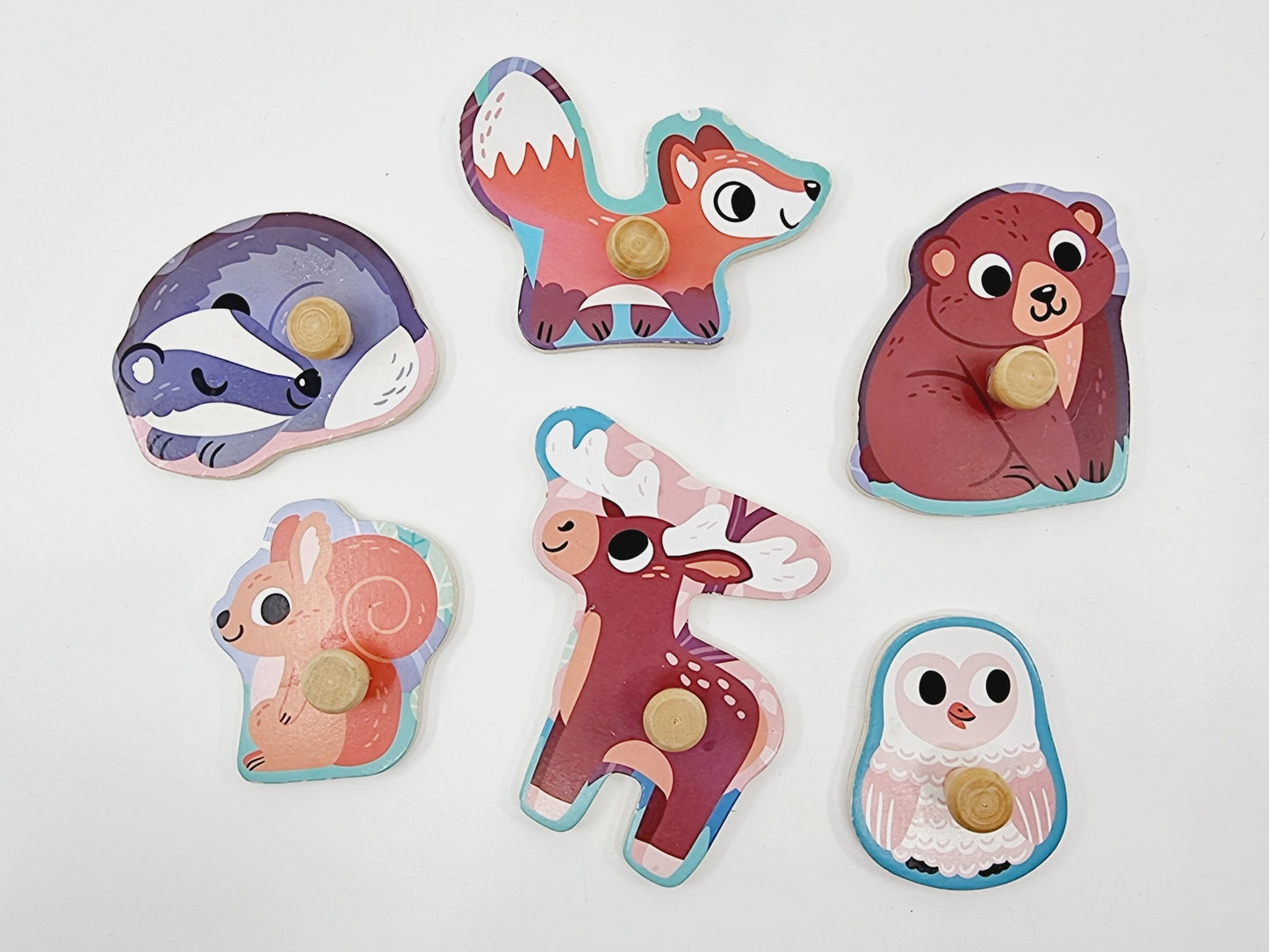 Puzzle en bois à encastrer - Animaux de la forêt (6 pièces)