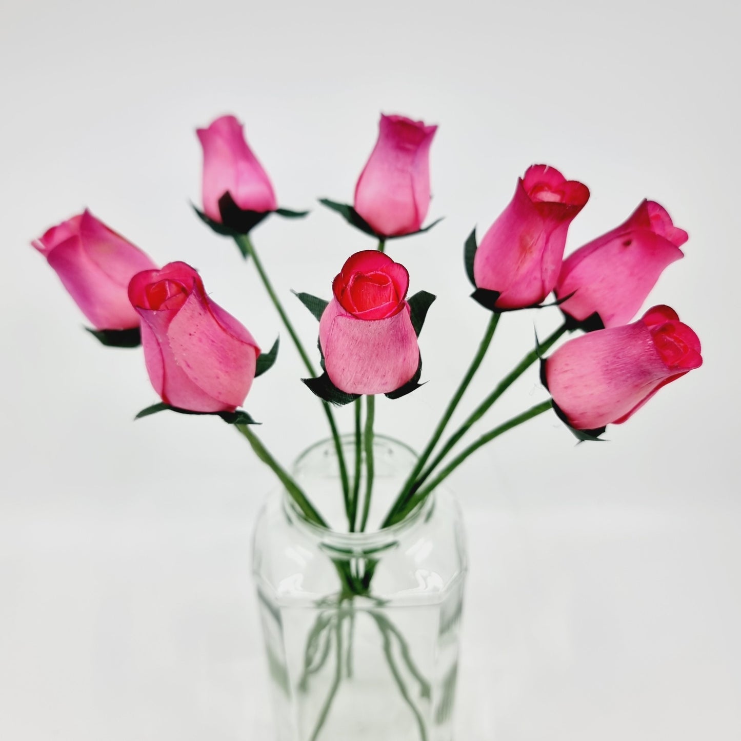 Rose en copeaux de bois (8 pcs) - rose fushia