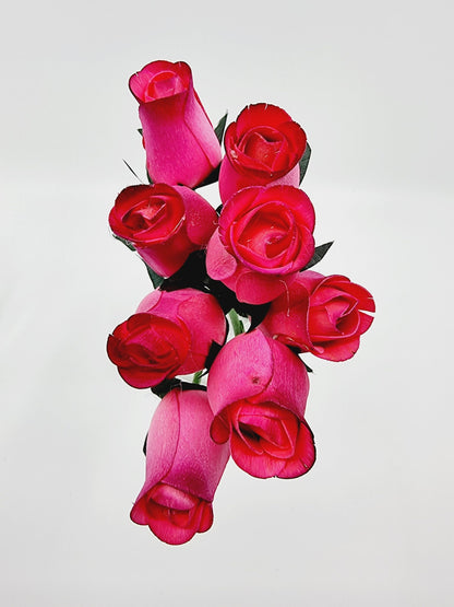 Rose en copeaux de bois (8 pcs) - rose fushia