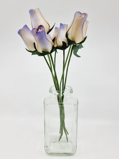 Rose en copeaux de bois (8 pcs) - bleue/violette