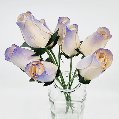 Rose en copeaux de bois (8 pcs) - bleue/violette