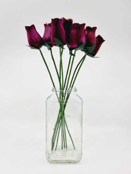 Rose en copeaux de bois (8 pcs) - bordeaux