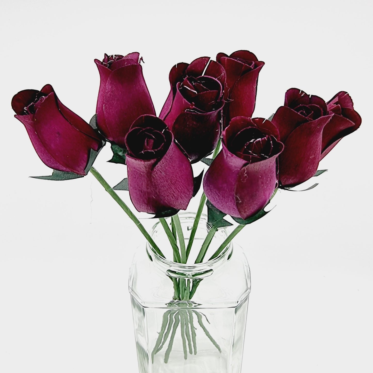 Rose en copeaux de bois (8 pcs) - bordeaux