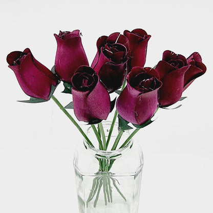 Rose en copeaux de bois (8 pcs) - bordeaux
