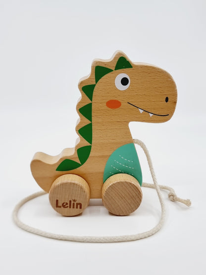 Théo le dino en bois à promener