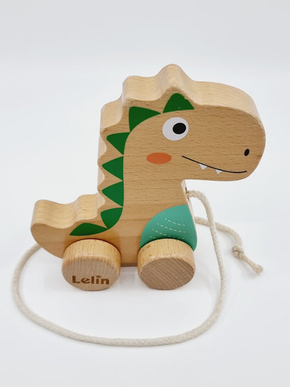 Théo le dino en bois à promener