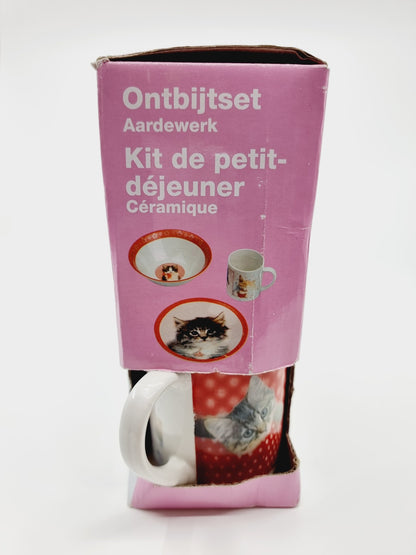 Kit petit-déjeuner en céramique - Cat (3 pièces)