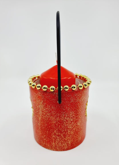 Lanterne rouge avec bougie - Coeur