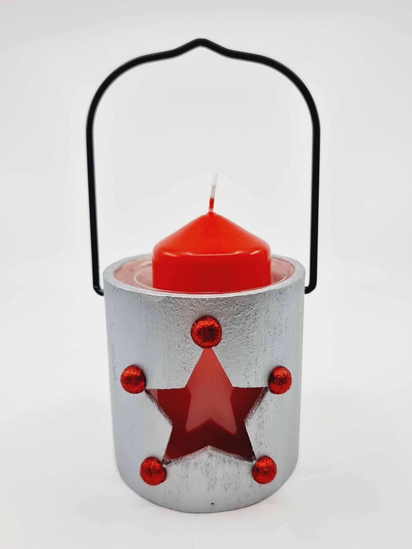 Lanterne argentée de Noël avec bougie - Etoile