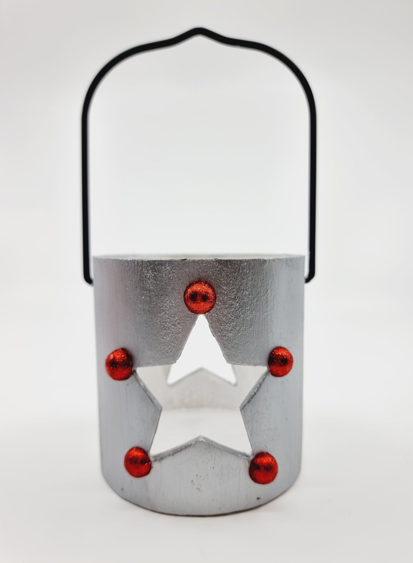 Lanterne argentée de Noël avec bougie - Etoile