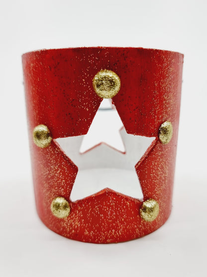 Lanterne rouge de Noël avec bougie - Etoile