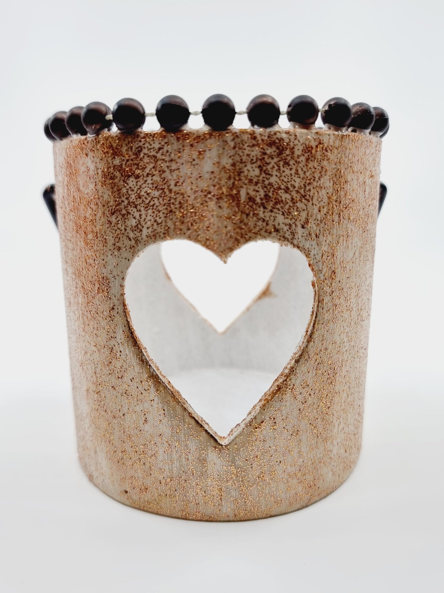 Lanterne cuivrée avec bougie cuivrée - Coeur