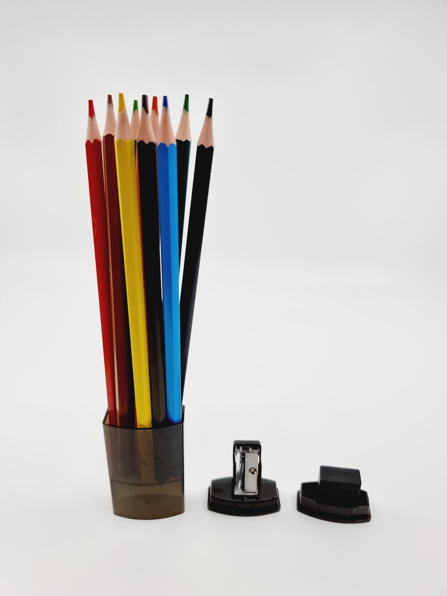 Crayons de couleur avec taille-crayon/gomme - noir