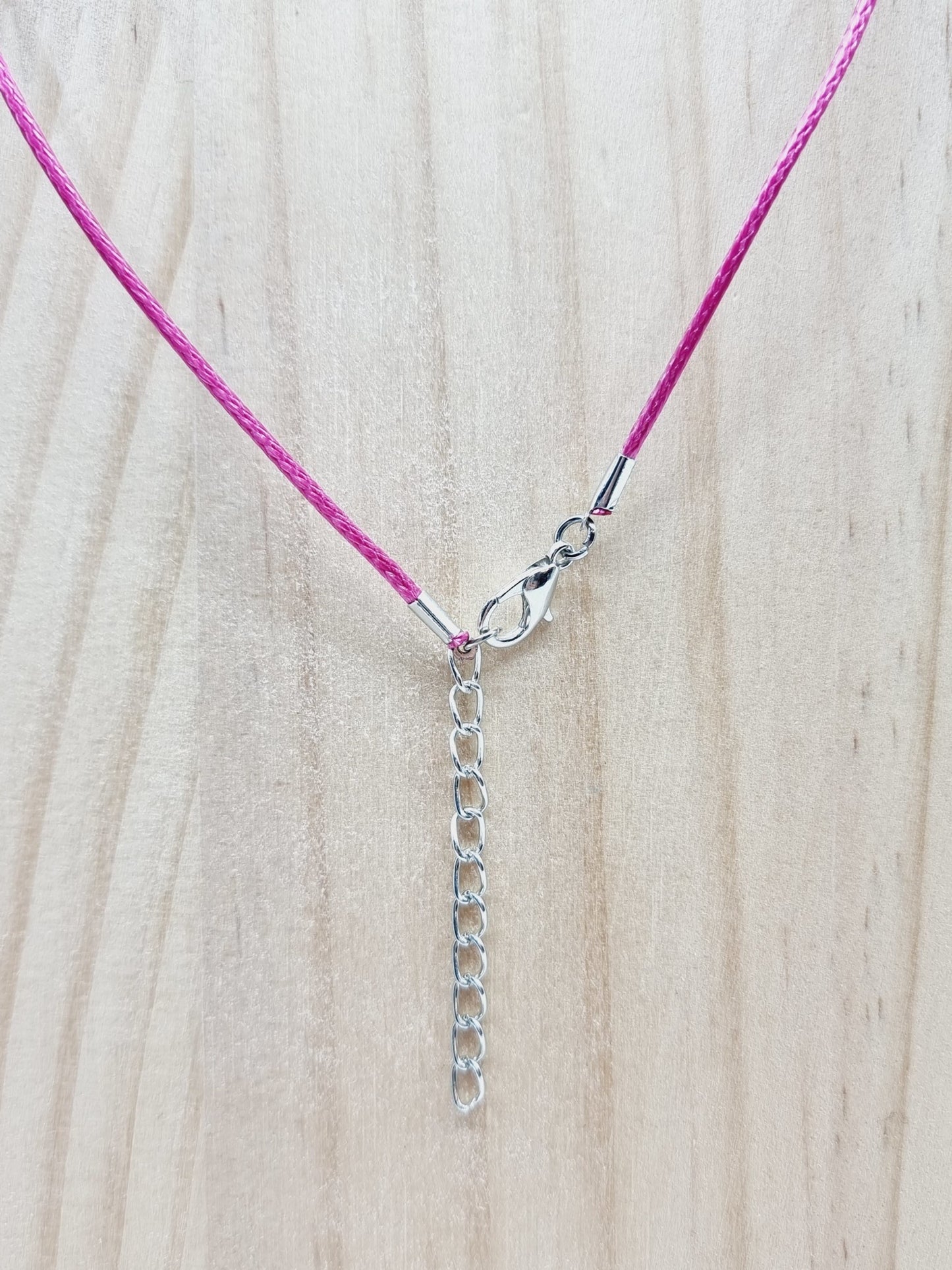 Collier fiole - paillettes nuances violet/rose/blanc