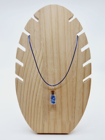 Collier fiole - gouttes bleues