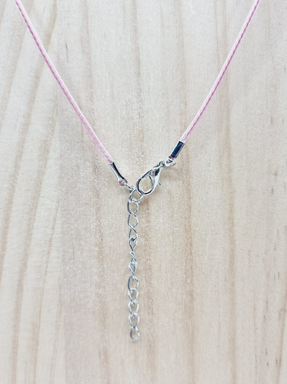 Collier fiole - gouttes roses