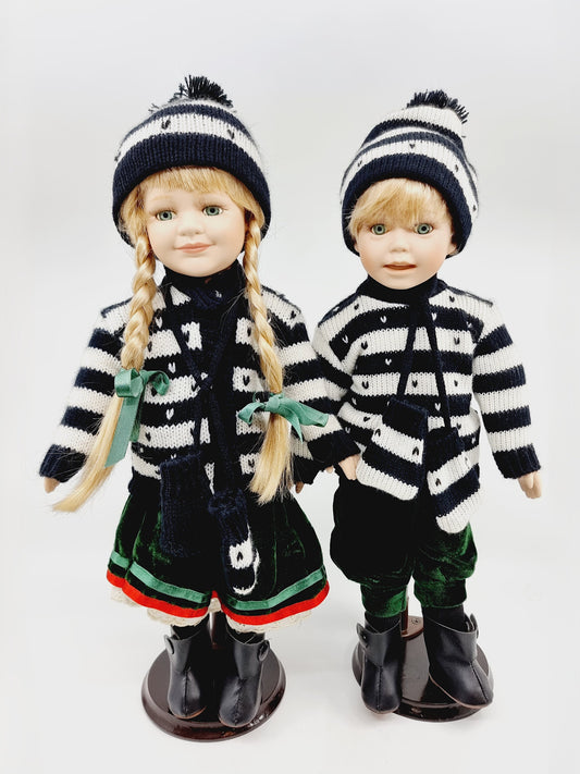Couple de poupées en porcelaine – Hedda & Björn – montagnards scandinaves