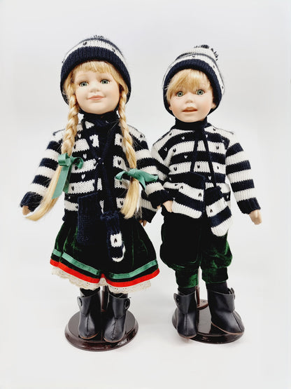 Couple de poupées en porcelaine – Hedda & Björn – montagnards scandinaves