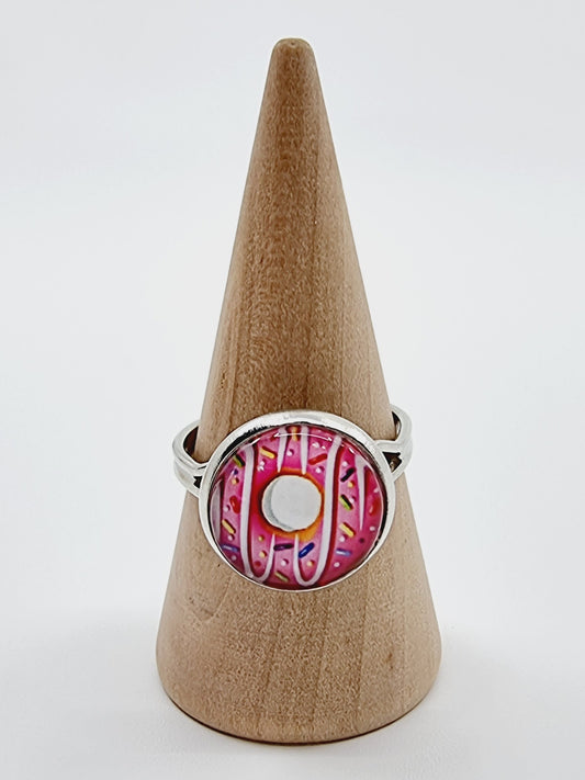 Bague cabochon - Donuts rose (SIZE : 13)