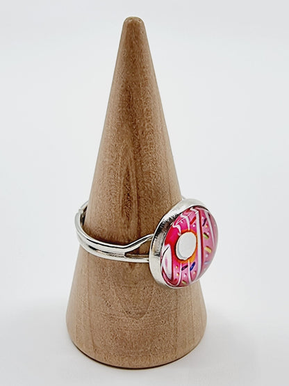 Bague cabochon - Donuts rose (SIZE : 13)