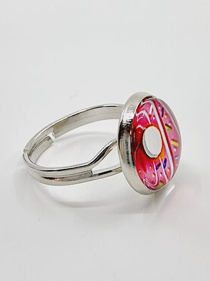 Bague cabochon - Donuts rose (SIZE : 13)