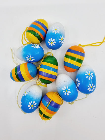 Oeuf en bois, peint à la main (10 pièces)