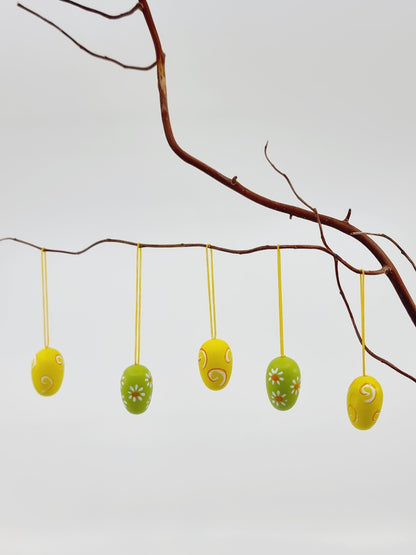 Oeuf à suspendre jaune et vert (10 pièces)