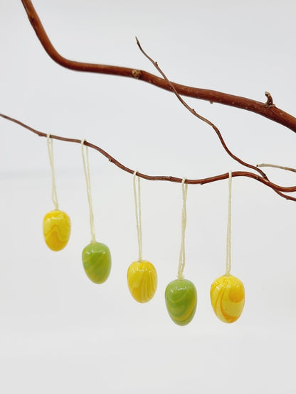 Oeuf à suspendre jaune et vert brillant (17 pièces)