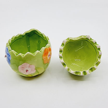 Bonbonnière oeuf en faïence