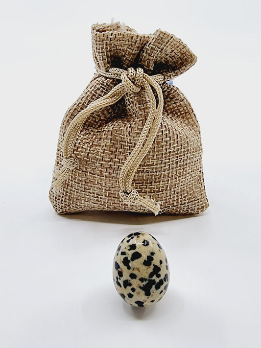 Oeuf en pierre naturelle - Jaspe dalmatien